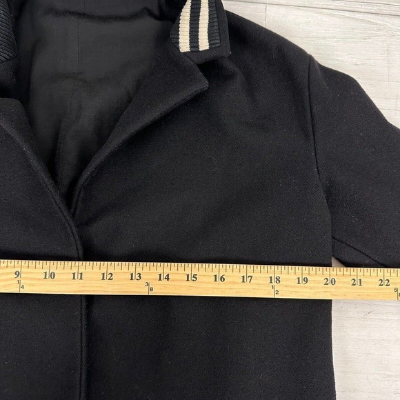 All Saints Oren Rib Wool Coat Women XS Black Long Sleeves Overcoat Italian Cloth - Picture 16 of 16